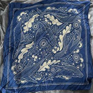 Navy and Cream Whale Design Scarf